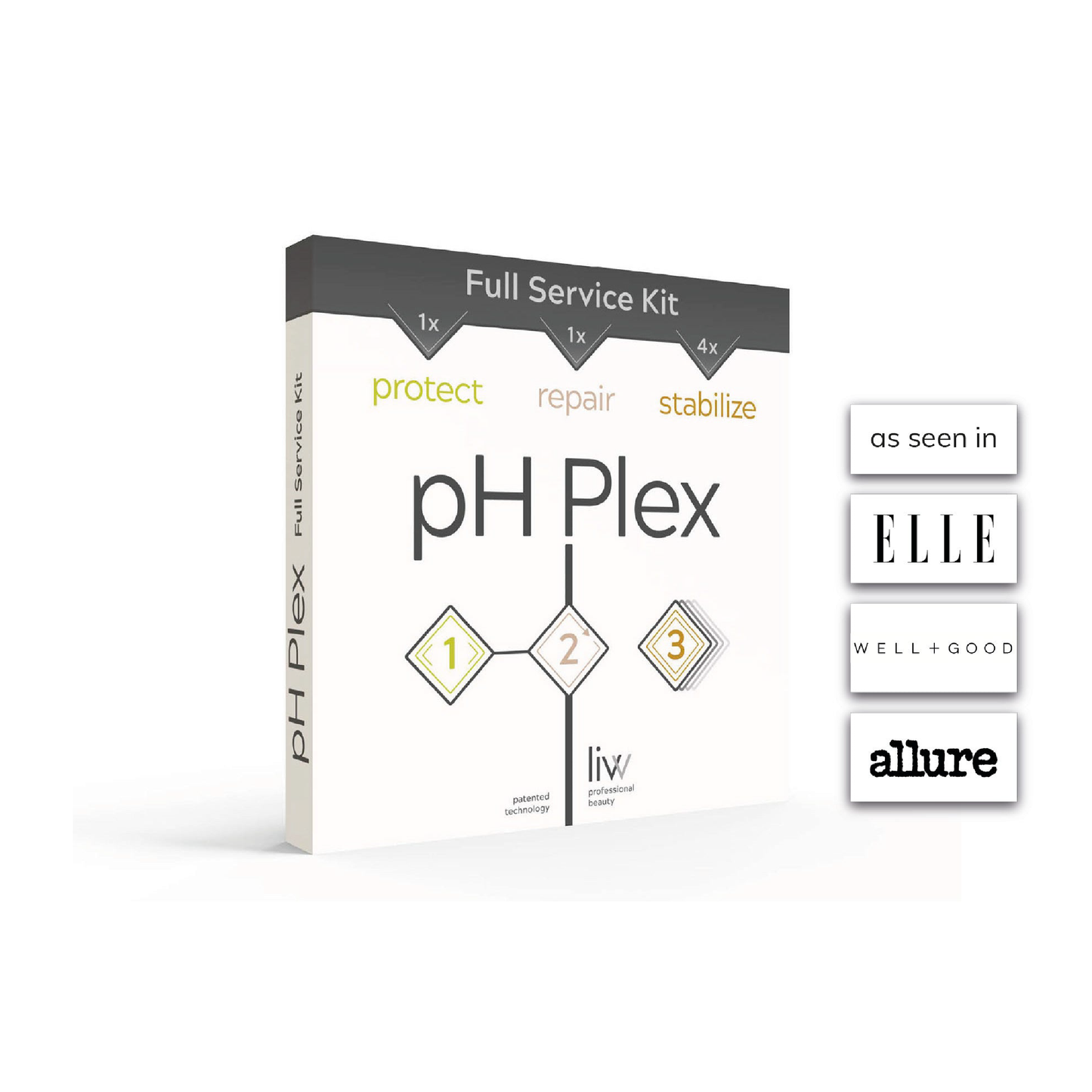 pH Plex Full Service Kit, 1 double sachet steps 1/2 and 2 double sachets step 3
